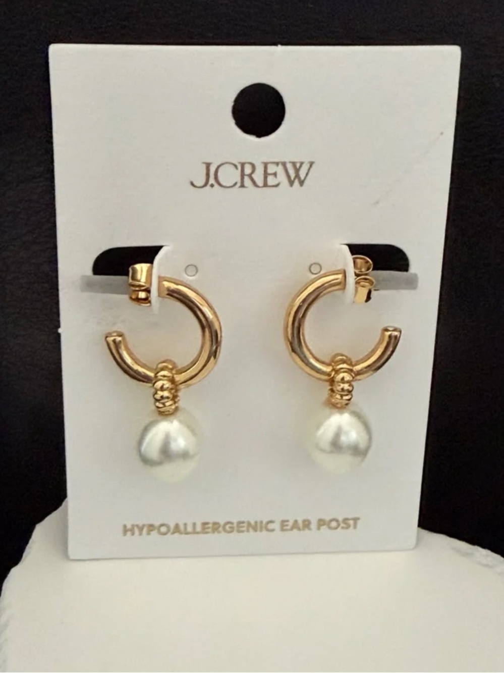 J. Crew Factory Gold-tone Faux Pearl Drop Hoop Earrings